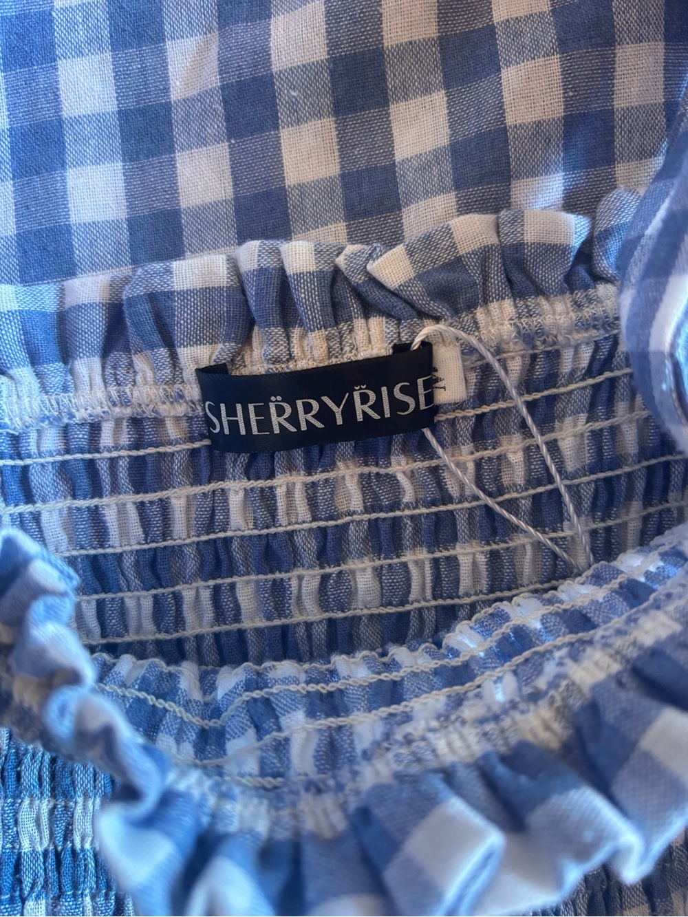 SherryRise Gingham Smocked Maxi Dress — Blue & White Gingham - Picture 5 of 5